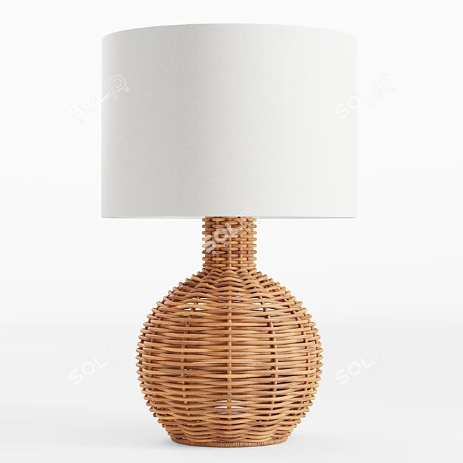 Boho Chic Wicker Table Lamp 3D model image 6