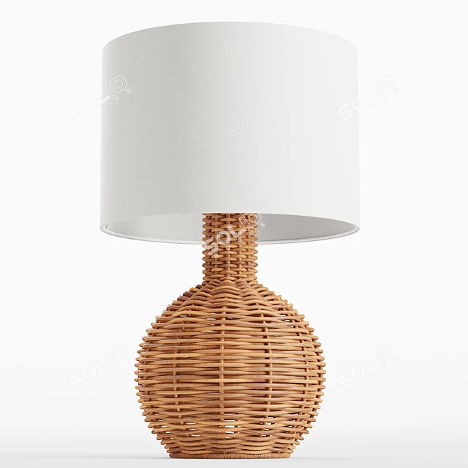 Boho Chic Wicker Table Lamp 3D model image 2