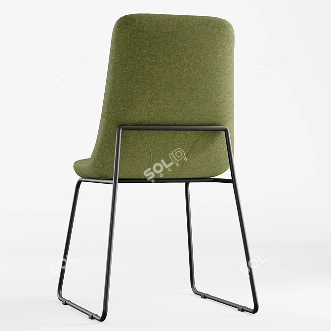 Sleek Metal Dining Chairs 3D model image 4