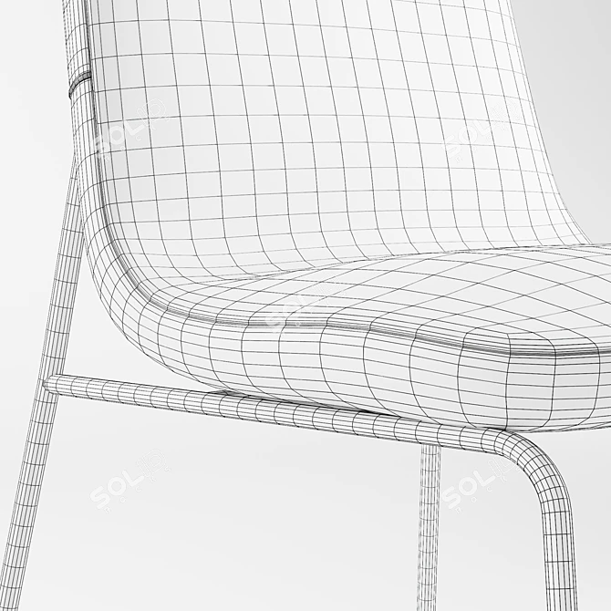Sleek Metal Dining Chairs 3D model image 6