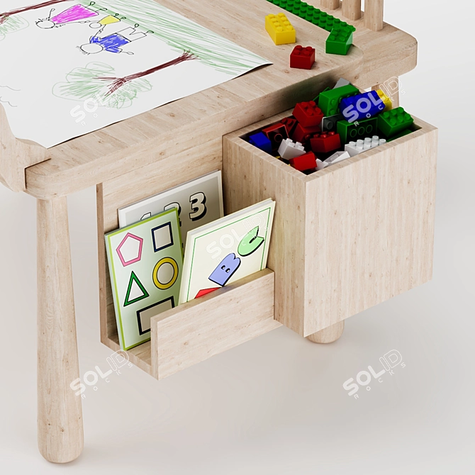 Wooden Kids Activity Table 3D model image 2