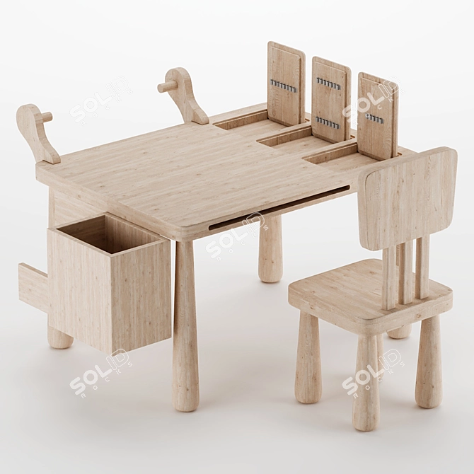 Wooden Kids Activity Table 3D model image 4