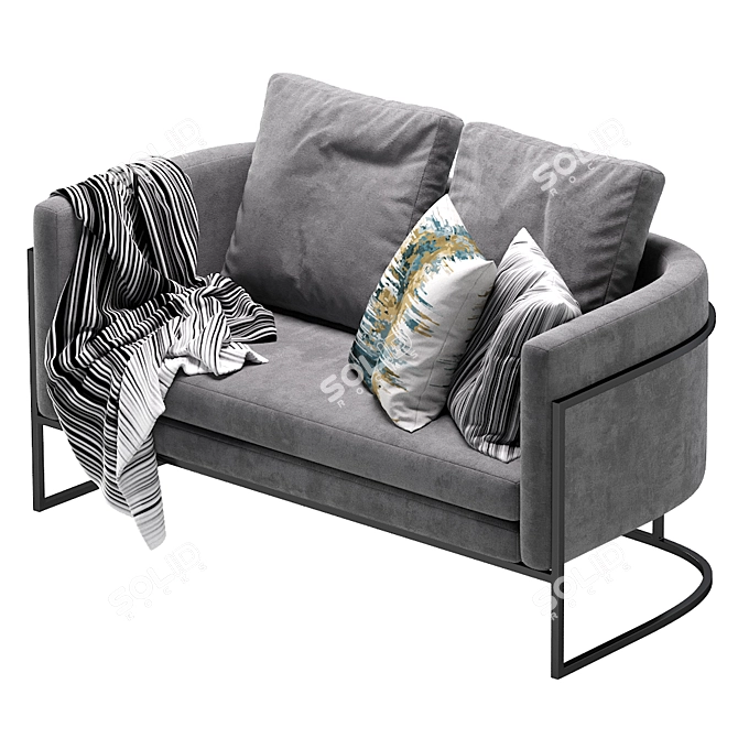 Luxury Velvet Sofa 3D model image 2