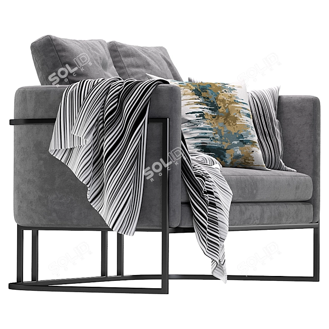 Luxury Velvet Sofa 3D model image 3