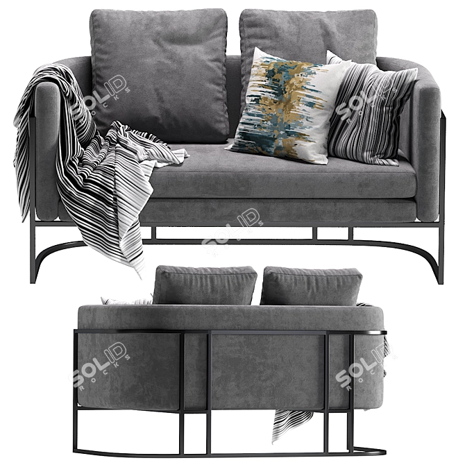 Luxury Velvet Sofa 3D model image 4