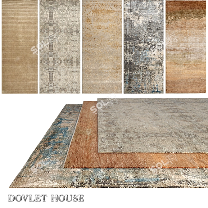 DOVLET HOUSE 5-Piece Carpets Set 3D model image 1