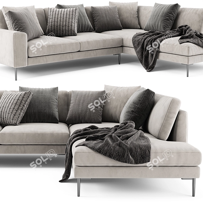 West Elm Harper Terminal Chaise: Sleek and Sophisticated Seating Solution 3D model image 3