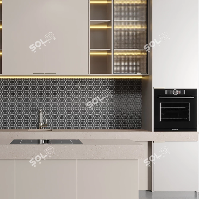 Bosch & Siemens Modern Kitchen 3D model image 2