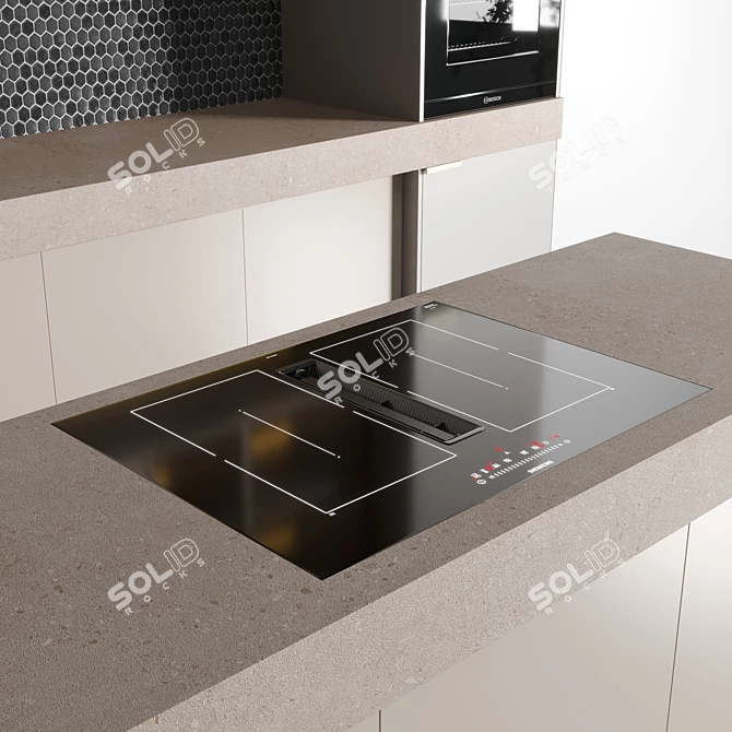 Bosch & Siemens Modern Kitchen 3D model image 3