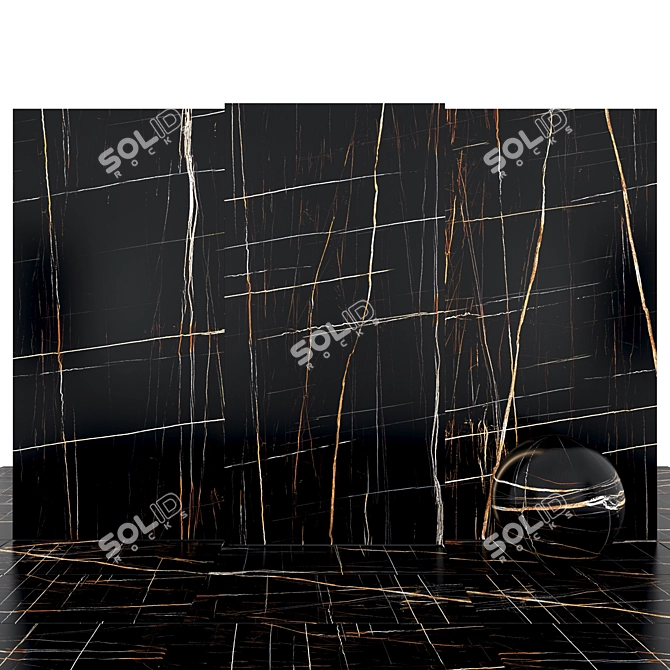 Sahara Noir Marble Tiles: Glossy Texture, Multiple Sizes 3D model image 1