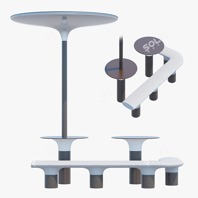 BAIA Outdoor Collection: Umbrella, Table, Seat 3D model image 1