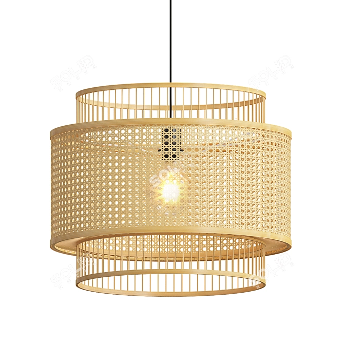 Bamboo Yen Pendant Light - 50cm Diameter 3D model image 1