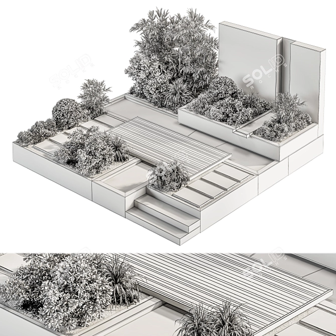 Outdoor Bliss Bench & Pound Set 3D model image 6