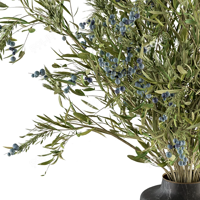 Green Branch Bouquet in Vase 3D model image 4