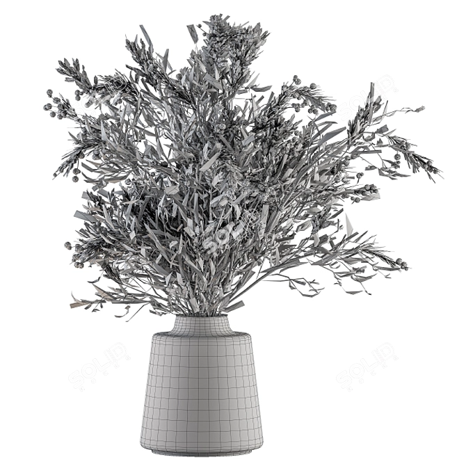 Green Branch Bouquet in Vase 3D model image 5