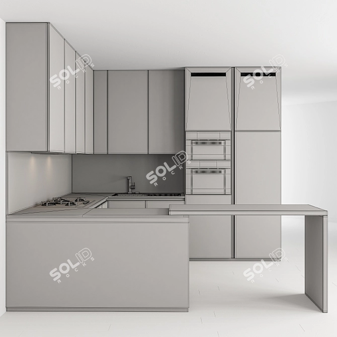 Modern Wood Black Kitchen - 47 3D model image 5