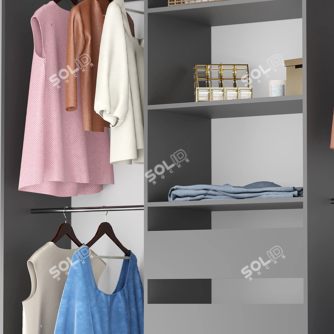 AURDAL Dark Gray Wardrobe: Organize Clothes 3D model image 3