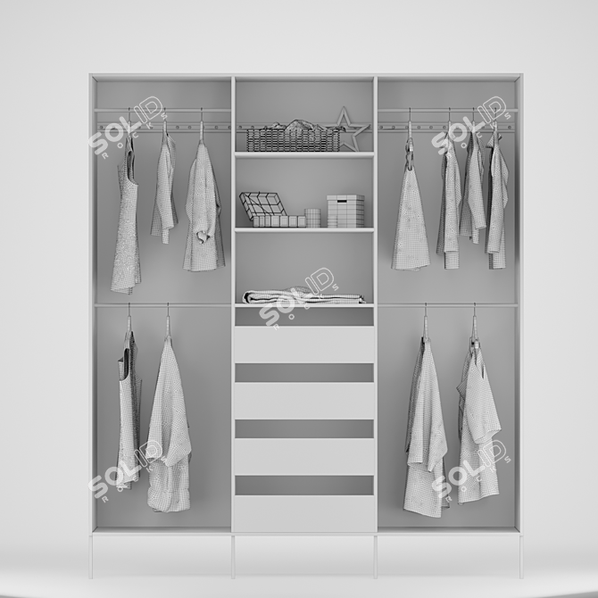 AURDAL Dark Gray Wardrobe: Organize Clothes 3D model image 4