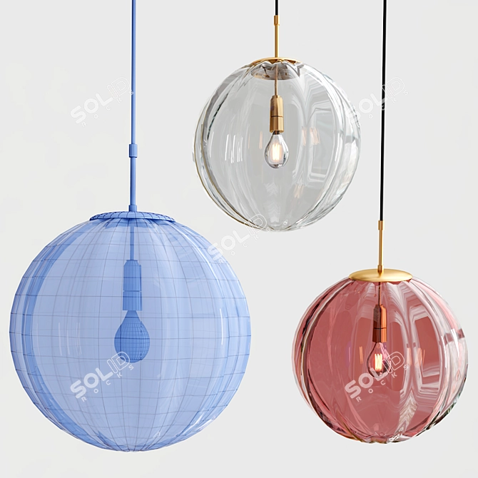 ASKA Pendant Light: Stylish Glass Design 3D model image 2