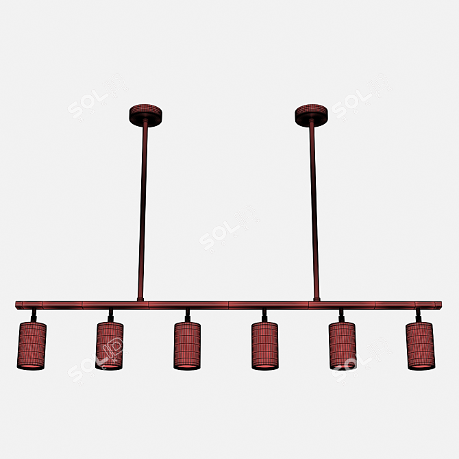 Modern Industrial Pipe Hanging Lamp 3D model image 2