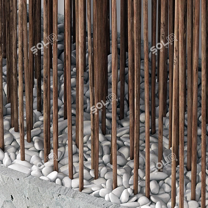 Natural Wood Branch Screen 3D model image 2