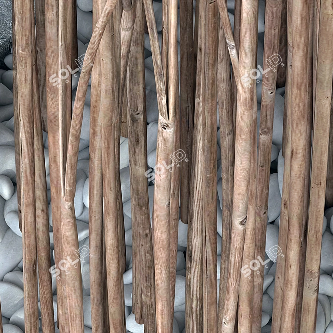 Natural Wood Branch Screen 3D model image 3