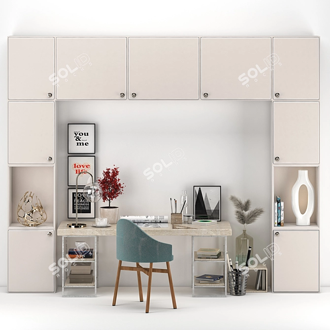 Modern Office Furniture Set 3D model image 1