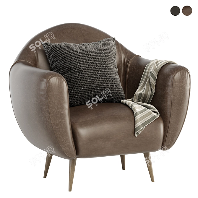 Elegant Leather Lounge Chair 3D model image 1