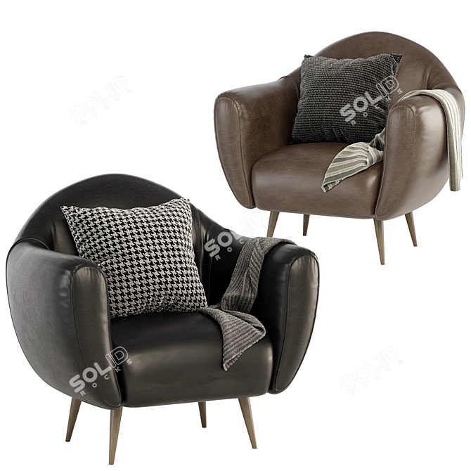 Elegant Leather Lounge Chair 3D model image 2