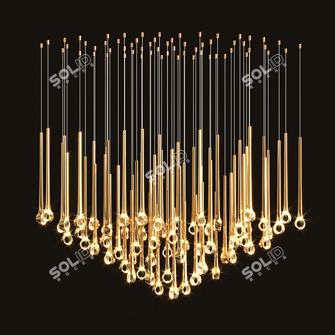 Elegant Eyelet Chandelier - 190cm Length 3D model image 2