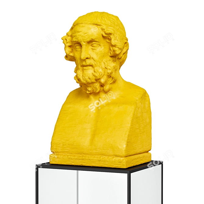 Classic Homer Roman Bust Sculpture 3D model image 4