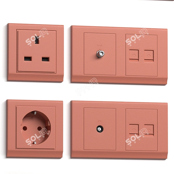 Retrocharm Crystal Switch and Socket Set 3D model image 3