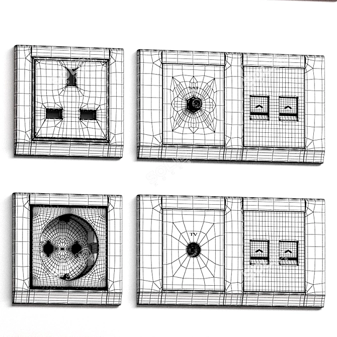 Retrocharm Crystal Switch and Socket Set 3D model image 6