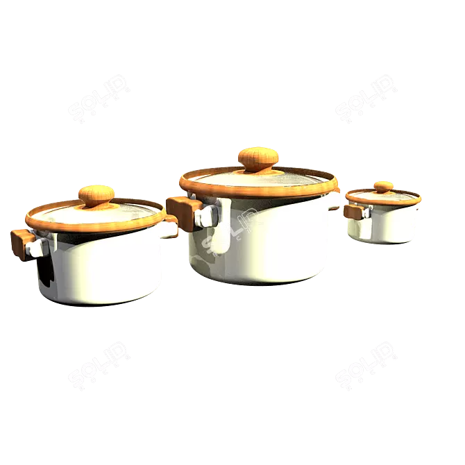 Classic Cookware Set (3 Pieces) 3D model image 1