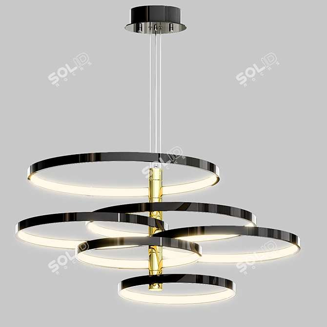 Black and Gold LED Pendant - Hoopla 3D model image 3