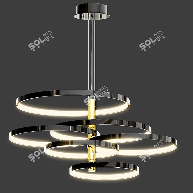 Black and Gold LED Pendant - Hoopla 3D model image 4