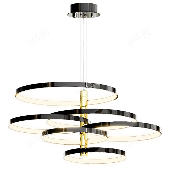 Black and Gold LED Pendant - Hoopla 3D model image 6