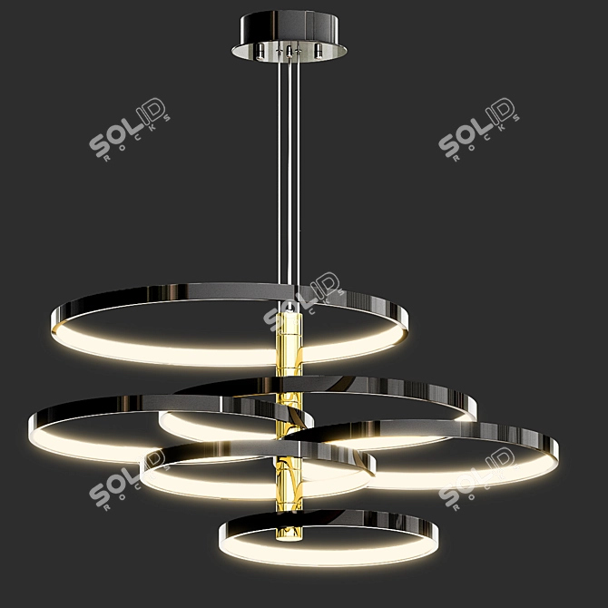 Black and Gold LED Pendant - Hoopla 3D model image 10