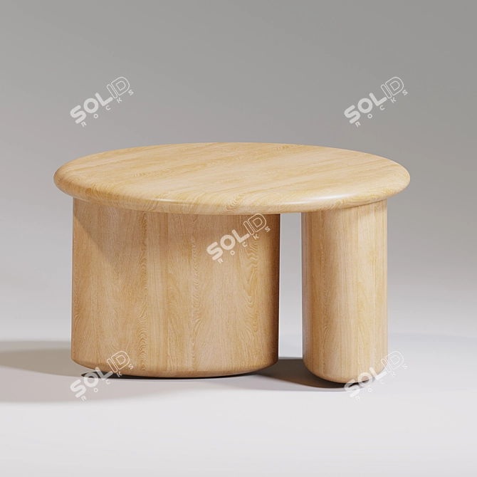 Solid Oak Coffee Table 3D model image 1