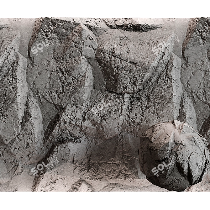 Seamless Stone Cliff Wall 3D Texture 3D model image 1