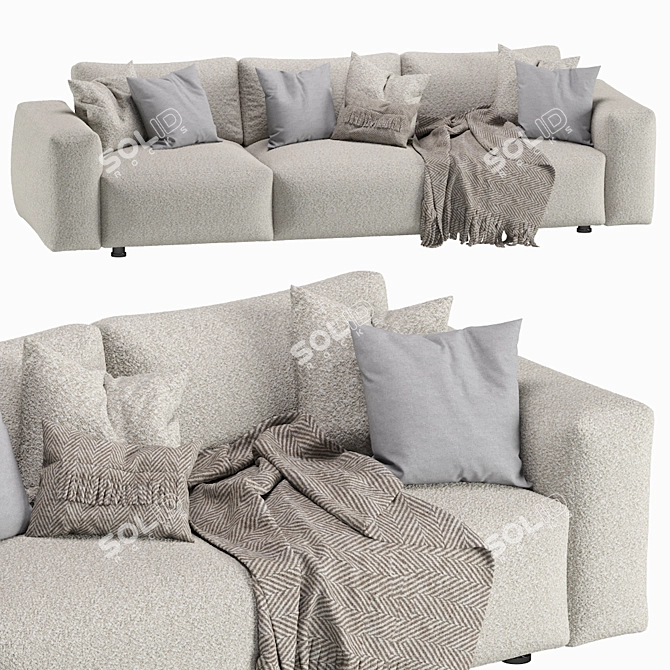 Modern Dienne Cross 3-Seat Sofa 3D model image 1