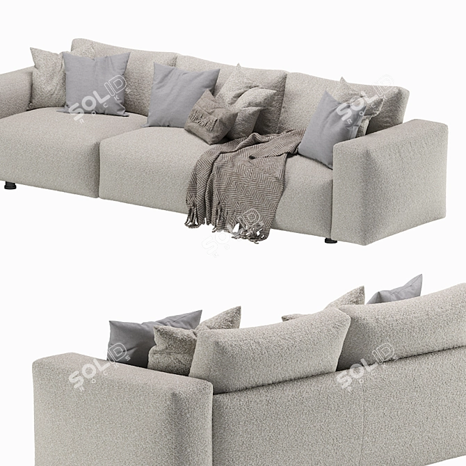 Modern Dienne Cross 3-Seat Sofa 3D model image 3