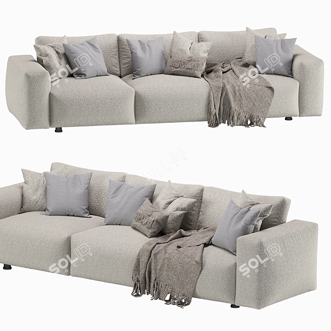 Modern Dienne Cross 3-Seat Sofa 3D model image 4