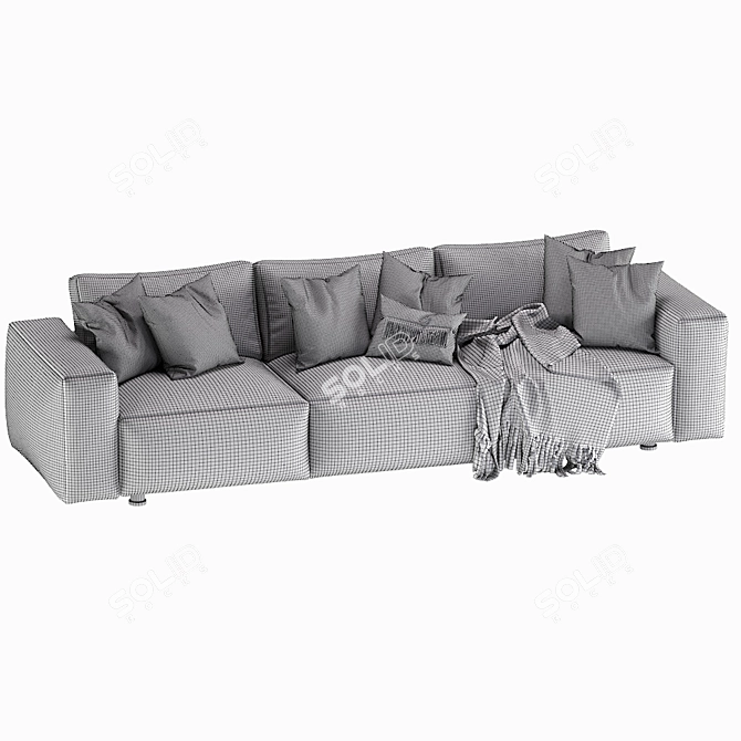 Modern Dienne Cross 3-Seat Sofa 3D model image 6