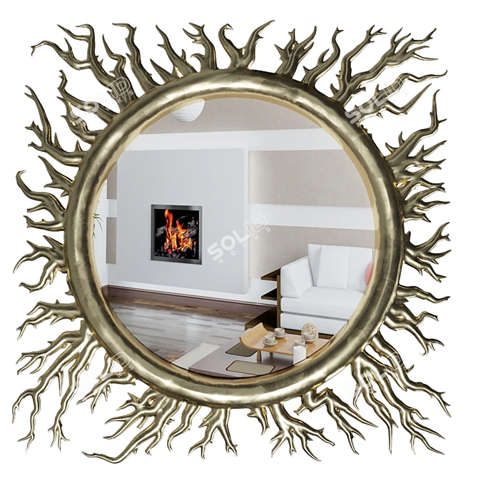 Nature-Inspired Round Mirror 3D model image 1