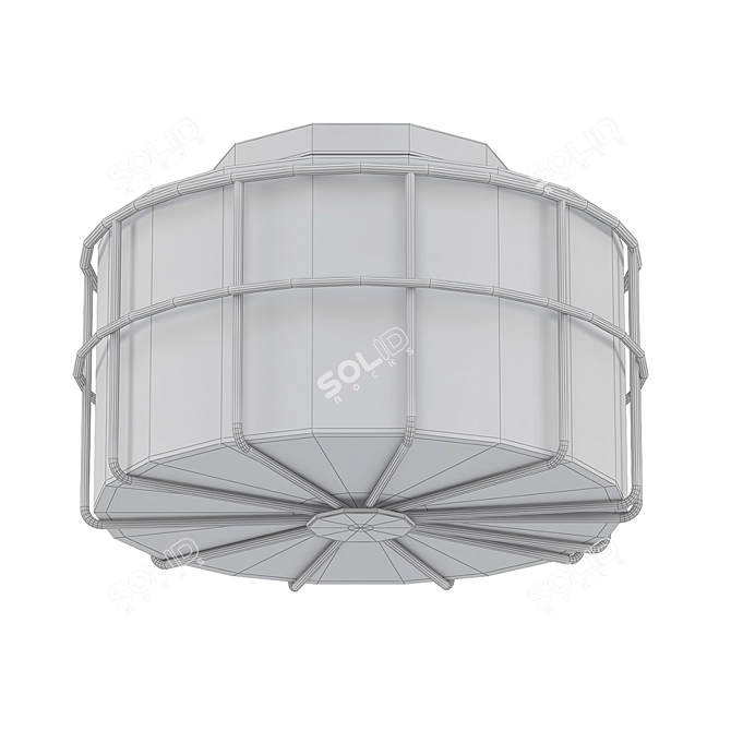 Elegant Paned Glass Flush Mount 3D model image 2