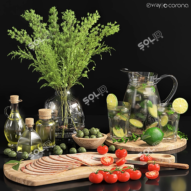 Elegant Kitchen Decor Set 3D model image 1