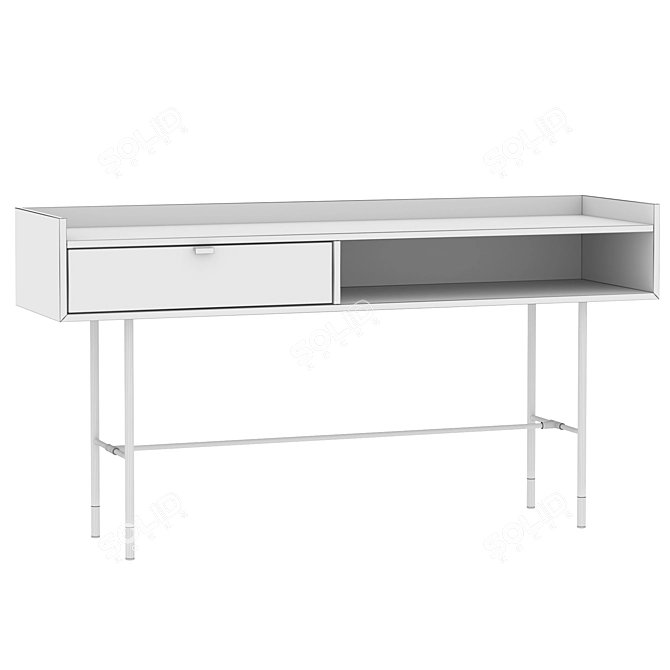 Elegant Walnut Writing Desk 3D model image 3