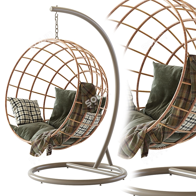 Rattan Hanging Armchair: Bosseda 3D model image 2