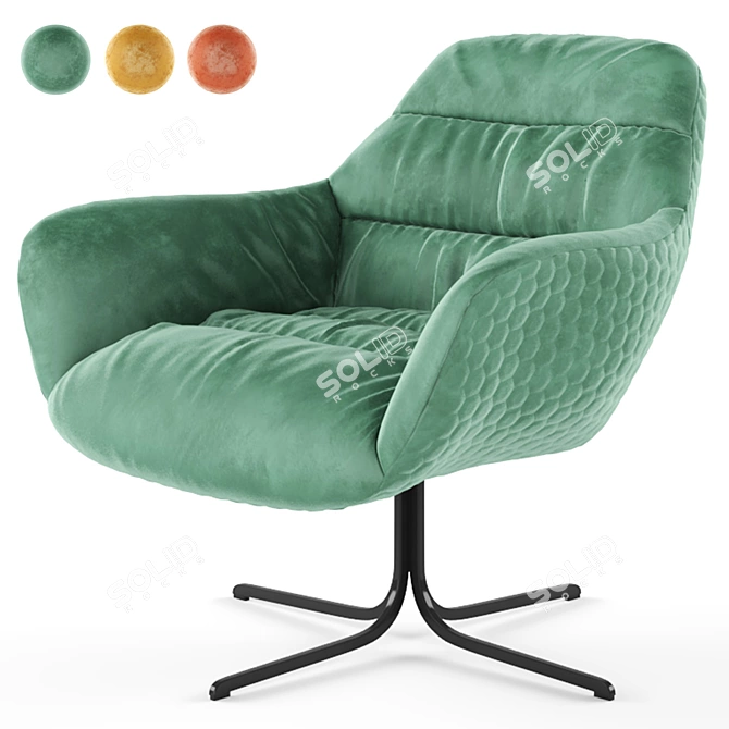 KARE Bristol Velvet Armchair - Swivel Design 3D model image 1